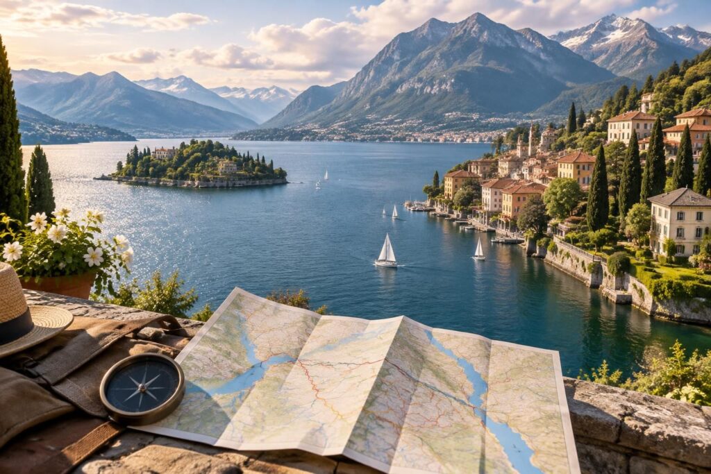 préparez votre voyage aux grands lacs d’italie : consultez la carte, découvrez des idées de circuits et choisissez la meilleure période grâce à la météo.