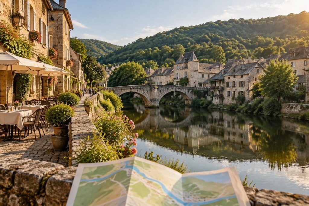découvrez sainte-eulalie-d’olt, village de charme en aveyron : restaurants, hôtels et carte touristique pour organiser votre séjour.